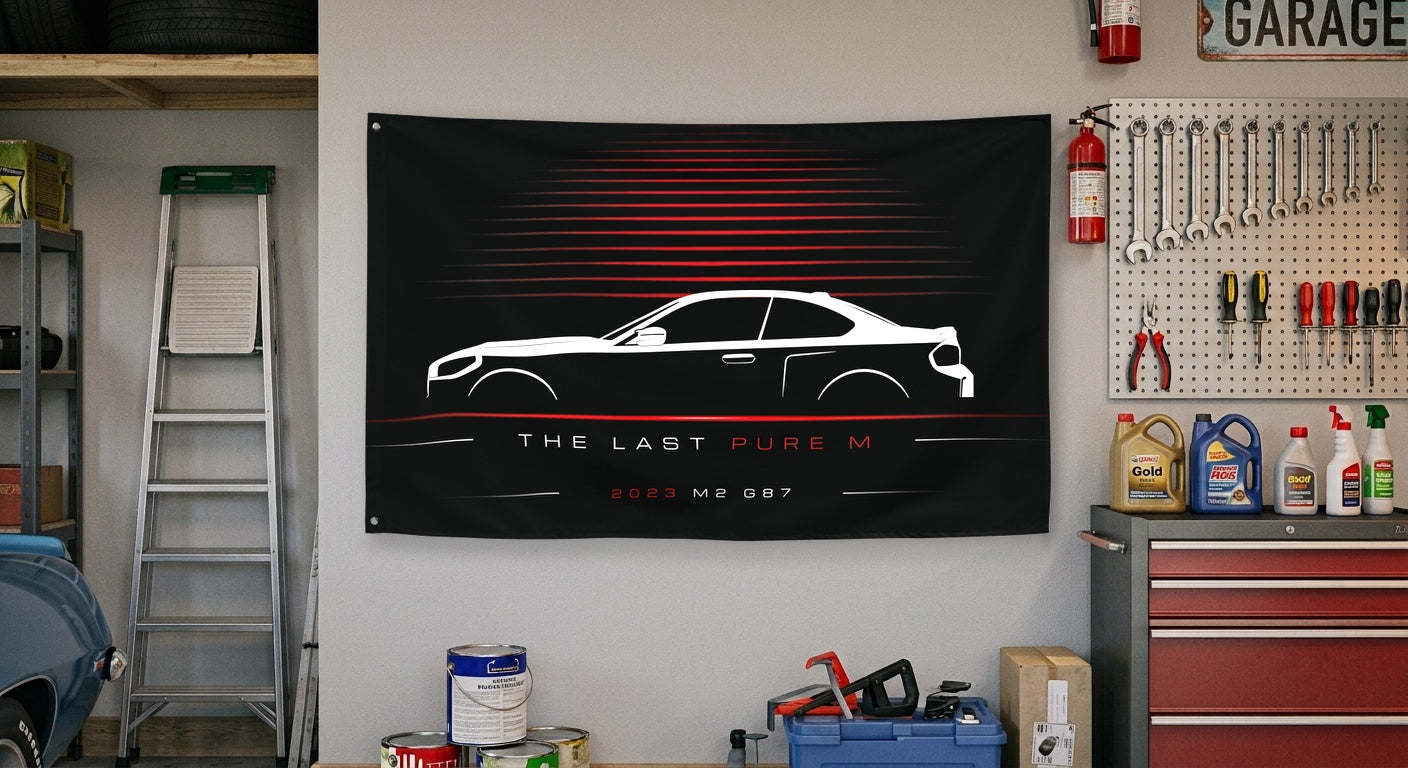 BMW M2 G87 2023 car silhouette flag - Garage Wall