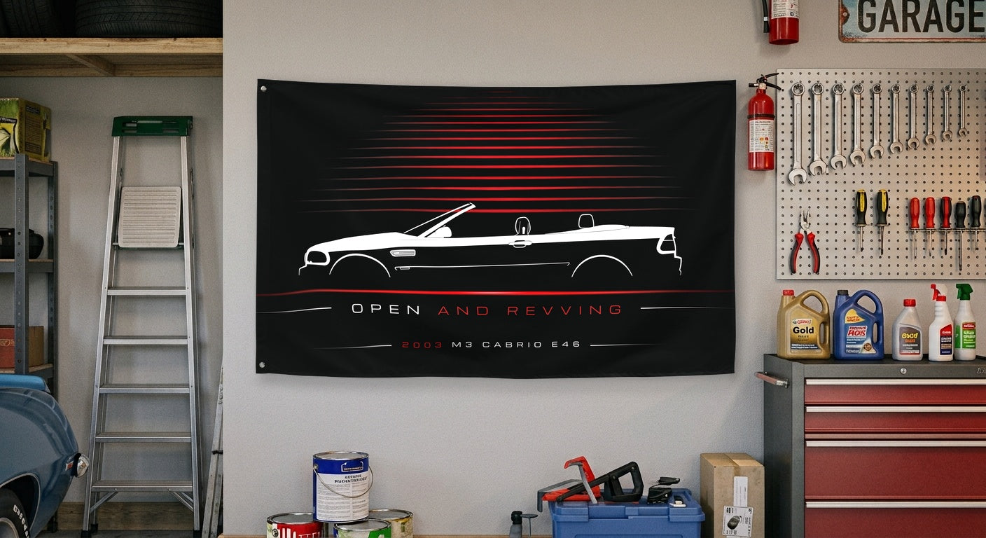 BMW M3 Cabrio E46 2003 car silhouette flag - Garage Wall