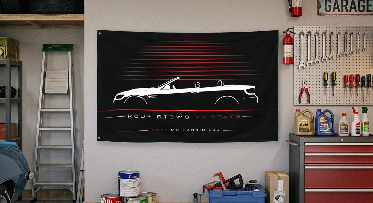 BMW M3 Cabrio E93 2009 car silhouette flag - Garage Wall