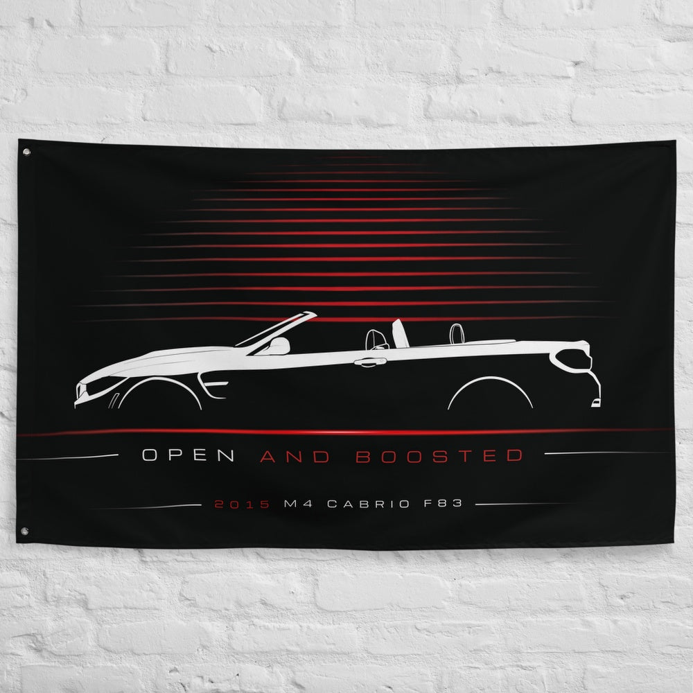 BMW M4 Cabrio F83 2015 car silhouette flag - White Brick Wall