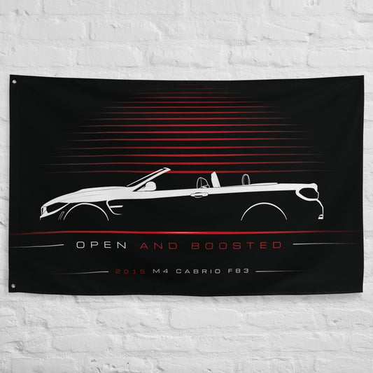 BMW M4 Cabrio F83 2015 car silhouette flag - White Brick Wall