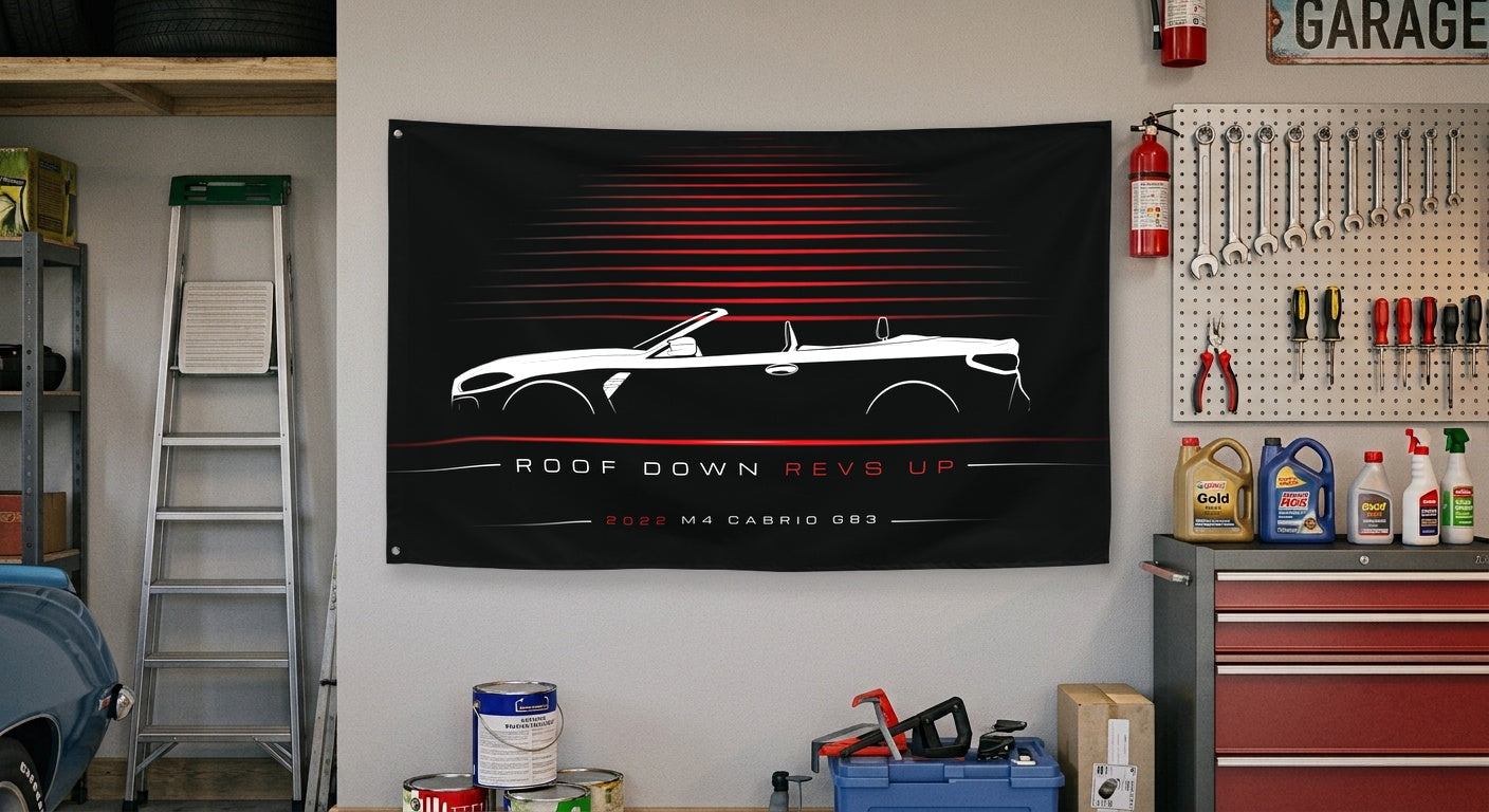 BMW M4 Cabrio G83 2022 car silhouette flag - Garage Wall