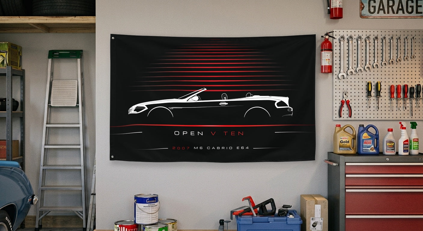 BMW M6 Cabrio E64 2007 car silhouette flag - Garage Wall