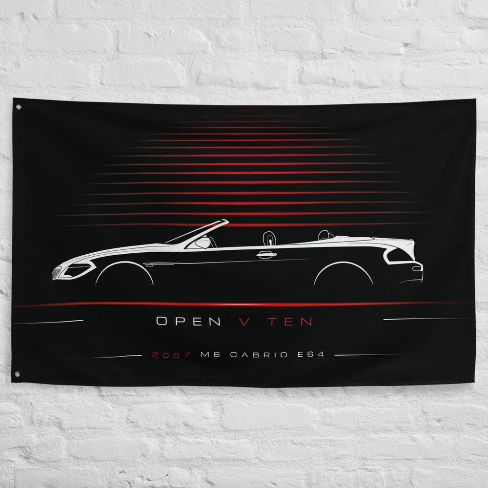 BMW M6 Cabrio E64 2007 car silhouette flag - White Brick Wall