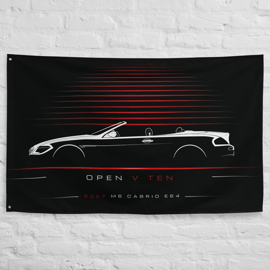 BMW M6 Cabrio E64 2007 car silhouette flag - White Brick Wall