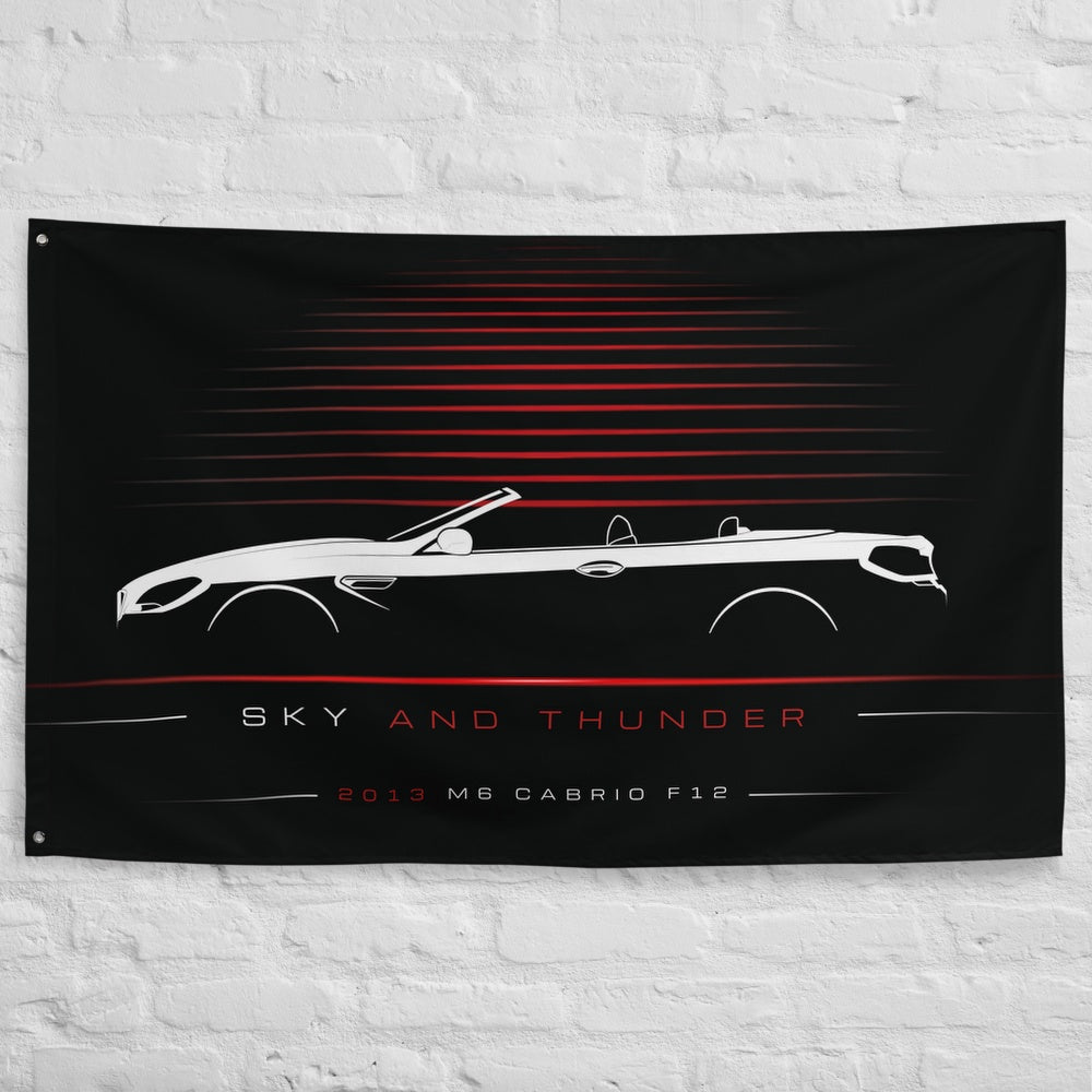 BMW M6 Cabrio F12 2013 car silhouette flag - White Brick Wall