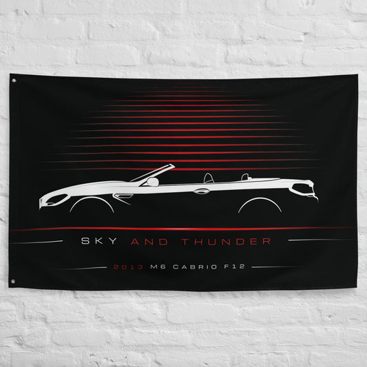 BMW M6 Cabrio F12 2013 car silhouette flag - White Brick Wall