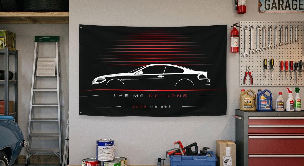 BMW M6 E63 2006 car silhouette flag - Garage Wall