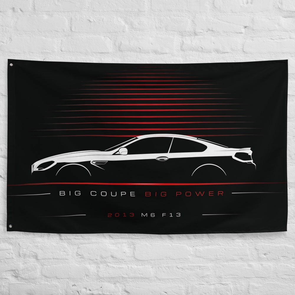 BMW M6 F13 2013 car silhouette flag - White Brick Wall