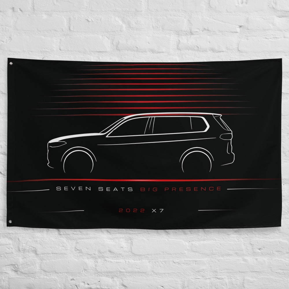 BMW X7 2022 car silhouette flag - White Brick Wall
