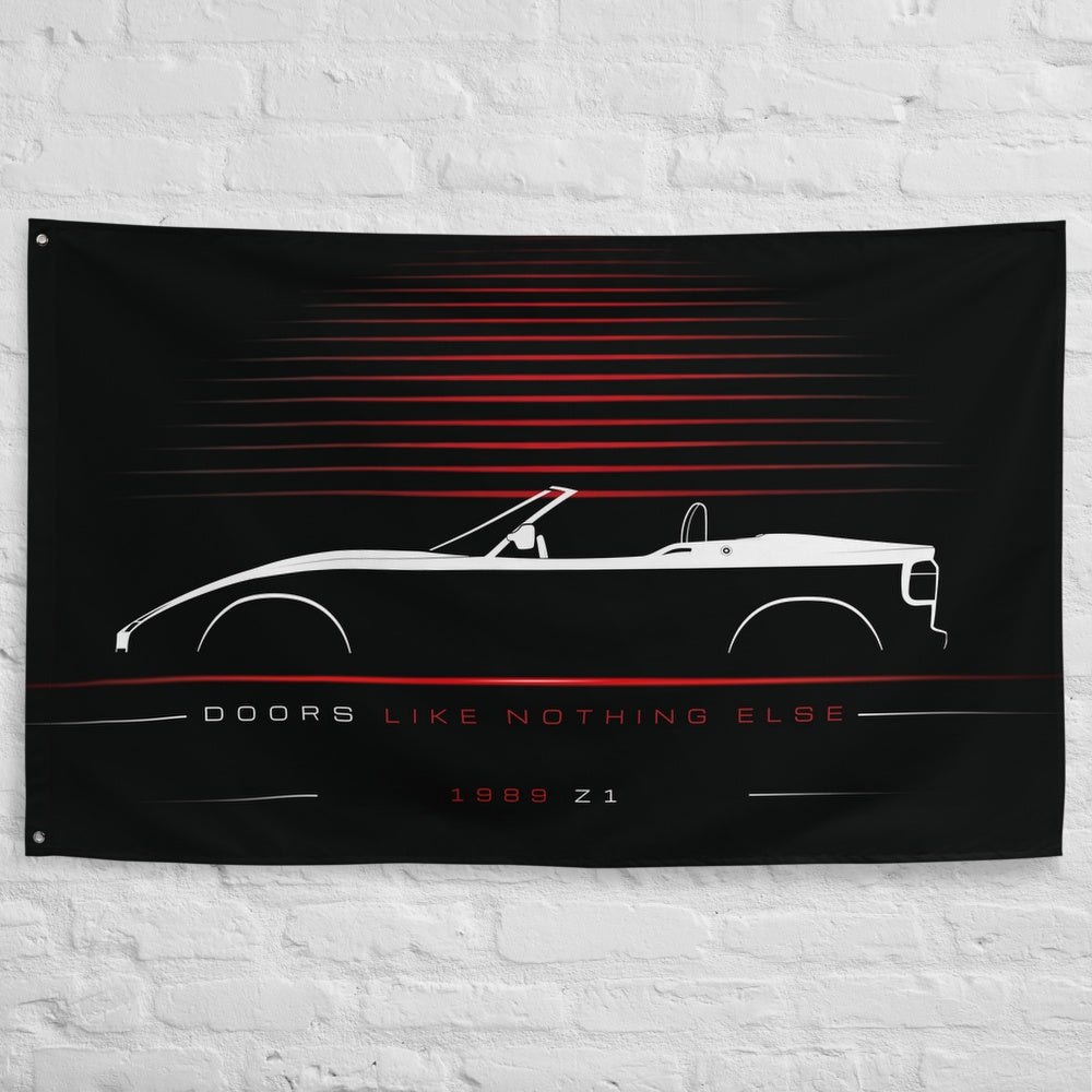 BMW Z1 1989 car silhouette flag - White Brick Wall