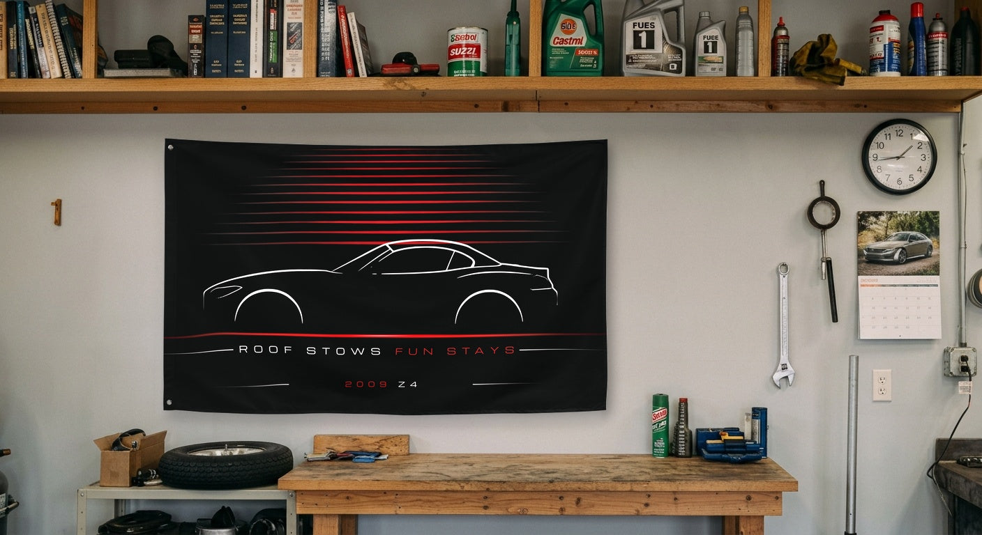 BMW Z4 2009 car silhouette flag - Garage Workbench