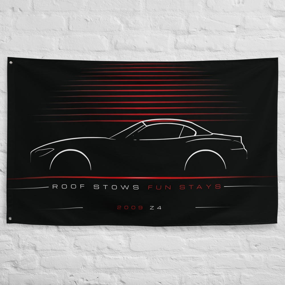 BMW Z4 2009 car silhouette flag - White Brick Wall