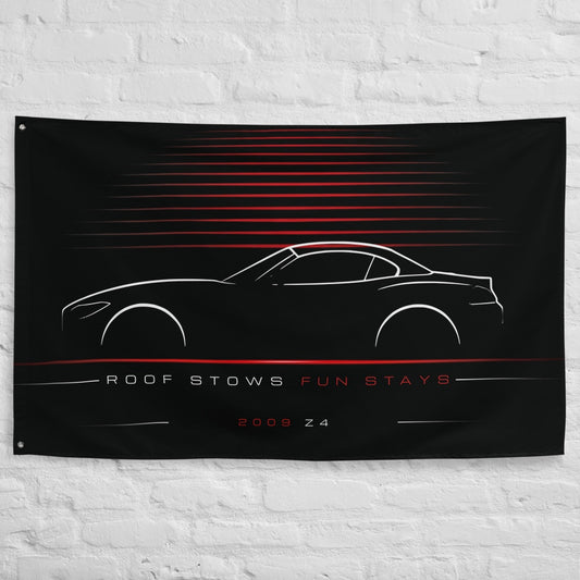 BMW Z4 2009 car silhouette flag - White Brick Wall