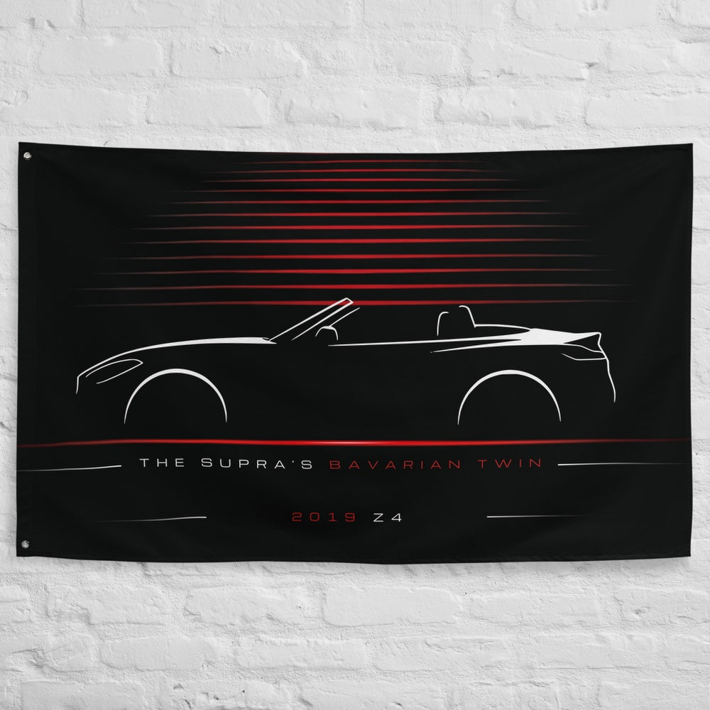 BMW Z4 2019 car silhouette flag - White Brick Wall