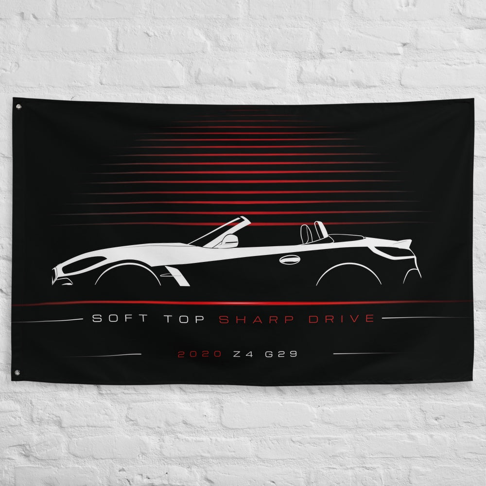 BMW Z4 G29 2020 car silhouette flag - White Brick Wall