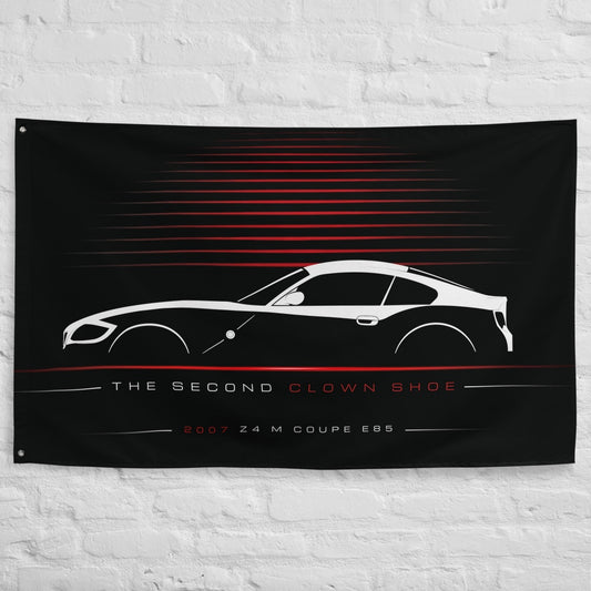 BMW Z4 M Coupe E85 2007 car silhouette flag - White Brick Wall