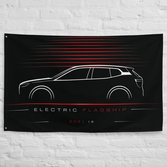 BMW iX 2021 car silhouette flag - White Brick Wall