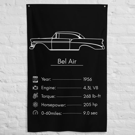 Chevrolet Bel Air 1956 car silhouette spec flag - White Brick Wall