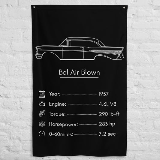 Chevrolet Bel Air Blown 1957 car silhouette spec flag - White Brick Wall