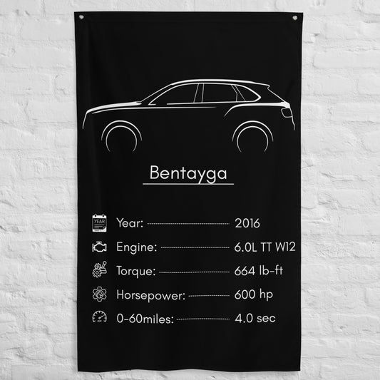 Bentley Bentayga 2016 car silhouette spec flag - White Brick Wall