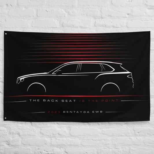 Bentley Bentayga EWB 2023 car silhouette flag - White Brick Wall