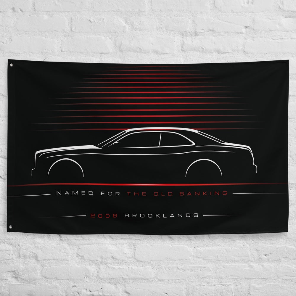 Bentley Brooklands 2008 car silhouette flag - White Brick Wall
