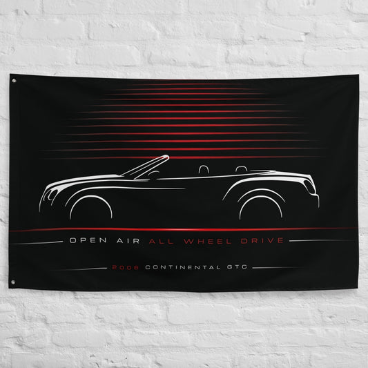 Bentley Continental GTC 2006 car silhouette flag - White Brick Wall