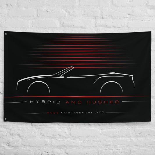 Bentley Continental GTC 2025 car silhouette flag - White Brick Wall