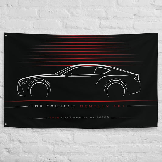 Bentley Continental GT Speed 2025 car silhouette flag - White Brick Wall