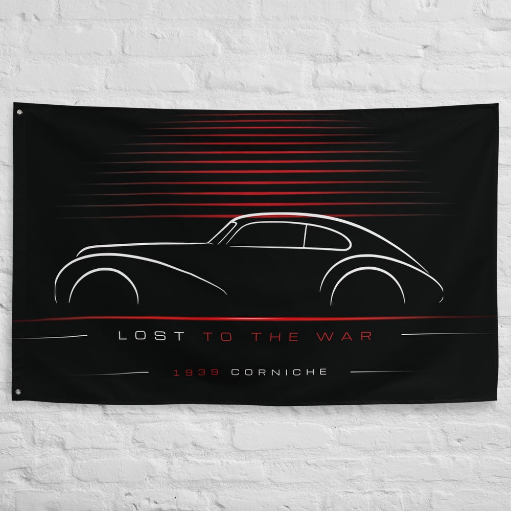 Bentley Corniche 1939 car silhouette flag - White Brick Wall
