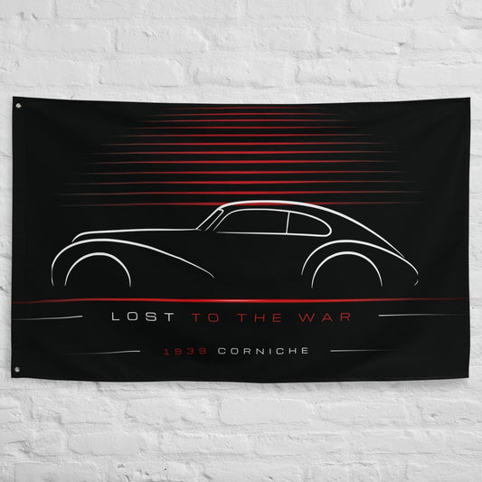 Bentley Corniche 1939 car silhouette flag - White Brick Wall