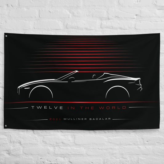 Bentley Mulliner Bacalar 2021 car silhouette flag - White Brick Wall