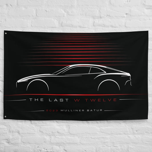 Bentley Mulliner Batur 2023 car silhouette flag - White Brick Wall