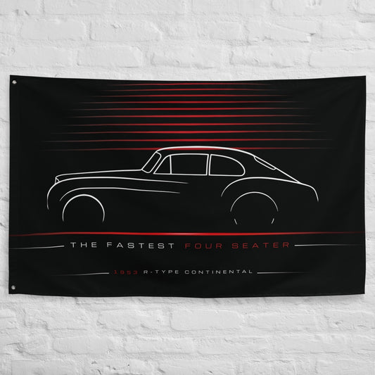 Bentley R-Type Continental 1953 car silhouette flag - White Brick Wall