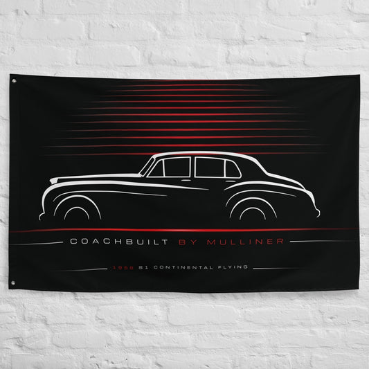 Bentley S1 Continental Flying Spur 1958 car silhouette flag - White Brick Wall