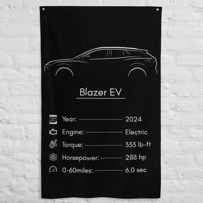 Chevrolet Blazer EV 2024 car silhouette spec flag - White Brick Wall