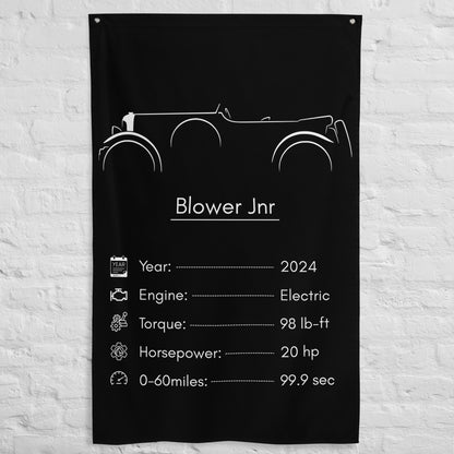 Bentley Blower Jnr 2024 car silhouette spec flag - White Brick Wall