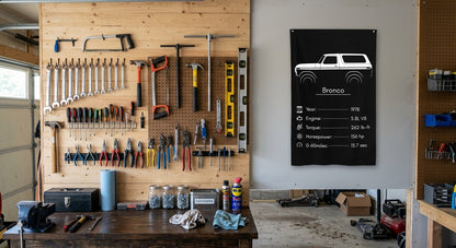 Ford Bronco 1978 car silhouette spec flag - Garage Pegboard Wall