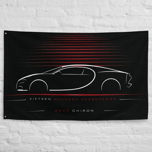 Bugatti Chiron 2017 car silhouette flag - White Brick Wall