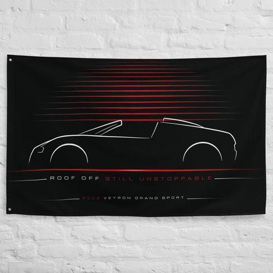 Bugatti Veyron Grand Sport 2009 car silhouette flag - White Brick Wall