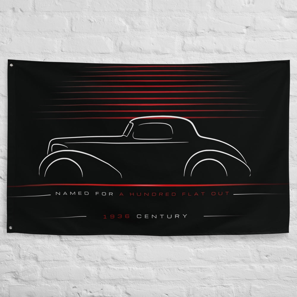 Buick Century 1936 car silhouette flag - White Brick Wall