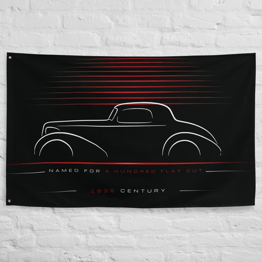Buick Century 1936 car silhouette flag - White Brick Wall