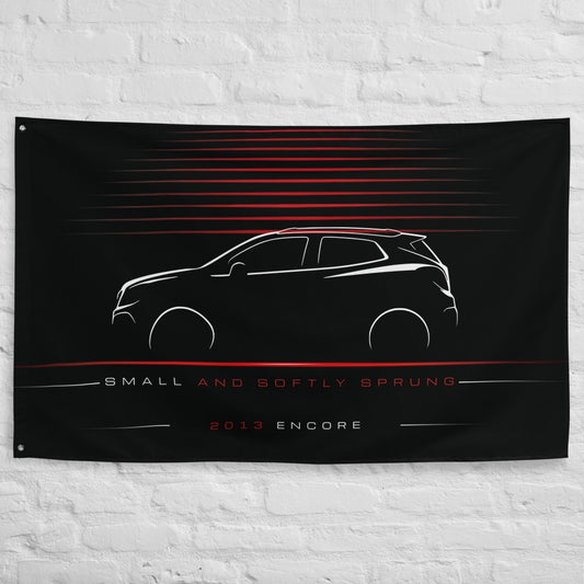 Buick Encore 2013 car silhouette flag - White Brick Wall
