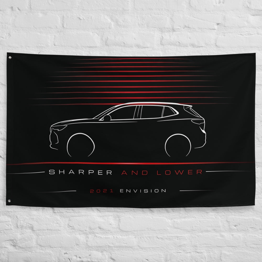 Buick Envision 2021 car silhouette flag - White Brick Wall
