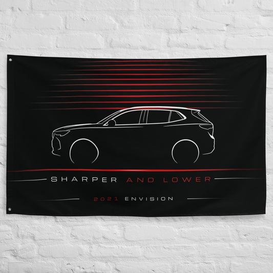Buick Envision 2021 car silhouette flag - White Brick Wall