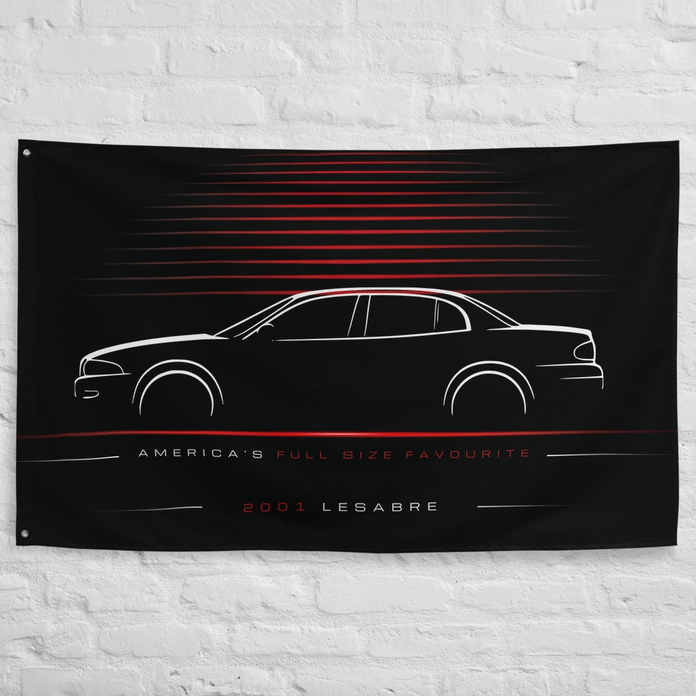 Buick LeSabre 2001 car silhouette flag - White Brick Wall