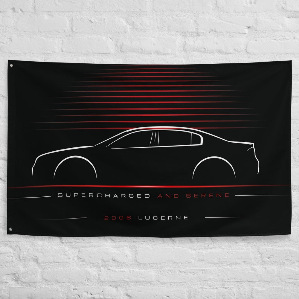 Buick Lucerne 2006 car silhouette flag - White Brick Wall