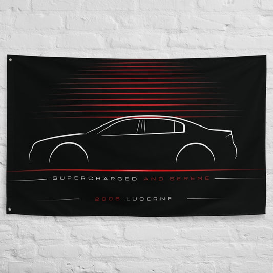 Buick Lucerne 2006 car silhouette flag - White Brick Wall