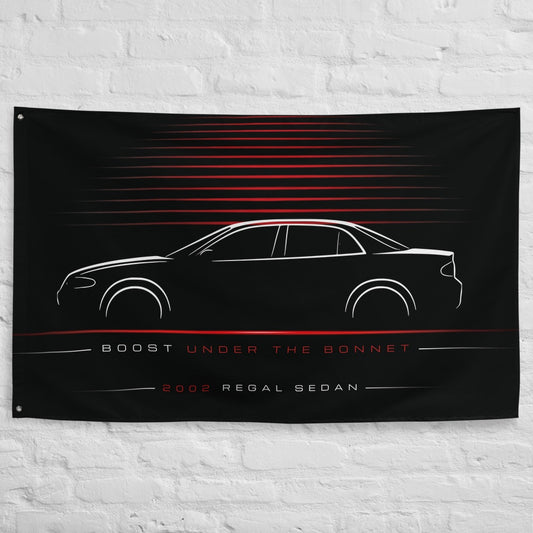 Buick Regal Sedan 2002 car silhouette flag - White Brick Wall